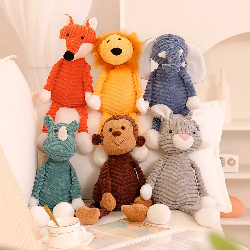 Personalizados lindos juguetes de peluche a rayas Animal relleno zorro conejo cerdo perro juguetes ODM bebé niños peluches suaves juguetes para niños