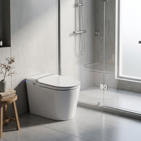 WC monobloc en céramique chinoise avec télécommande, siège chauffant, fonction de séchage à l'air et robinet, idéal pour les femmes
