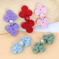 Set Kancing Katak Mutiara dengan Pita Penutup 5 Pasang Aksen Manik-Manik untuk Dekorasi Jahitan Cheongsam Qipao Gaun Kostum Kerajinan DIY