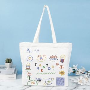 Bolsa de Lona Personalizada con Logotipo al por Mayor, Bolso de Mano de Gran Capacidad con Diseño de Dibujos Animados, Bolso de Hombro de Lona a la Moda - Product Image 2