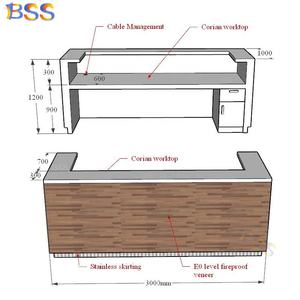 Mostrador de cajero personalizado para tienda de café, uso comercial, alta calidad L, mármol afilado, barra de café de madera, contador de cajero - Product Image 2