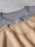 Été Nouveau Style Décontracté Italien BC Laine Mérinos Tricotée Mini Robe Crewneck Bead Chain Loose Straight Solid Eco-Friendly