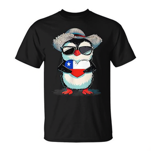 T-shirt drapeau chilien avec motif cœur et pingouin, design fierté chilienne - Product Image 2