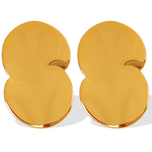 Geometric Cuff Earrings 18k Gold Plated <b>Titanium</b> Steel Minimalist Round Design Unisex Everyday Wear - Product Image 5