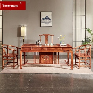 Table à thé chinoise nouvelle génération Tengyong Pavilion en bois de santal rouge du Guangdong, avec système de tenons et mortaises en forme de fer à cheval - Product Image 2