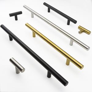 Простые Современные Мебельные ручки из нержавеющей стали, кухонные ручки, ручки для шкафа с Т-образной трубкой, Черное золото, выдвижные ручки для ящиков - Product Image 2