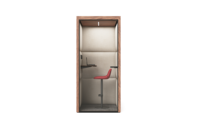 Grande cabine de réunion acoustique modulaire en bois avec murs en verre pour un bureau collaboratif créatif