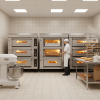 Four à pizza commercial numérique automatique neuf, 3 couches, 6-12 plateaux, pour restaurant, à convection électrique, pour farine de blé et lait
