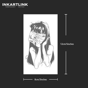 Autocollant de tatouage personnalisé <span class=keywords><strong>Tomie</strong></span> Anime Girl, style Manga d'horreur, double face, à base de plantes, semi-permanent 15 jours, pour bras et jambes, vente en gros - Product Image 3