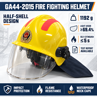 Casque de sécurité professionnel pour pompiers, jaune, haute visibilité, avec écharpe ignifuge pour le cou