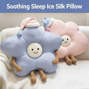 Cuscino a Forma di Stella e Nuvola con Cappuccio Notturno, in Seta Ghiacciata e Velluto a Coste, Cuscino con Faccina <span class=keywords><strong>Sorridente</strong></span> per Decorazione Divano - Product Image 1