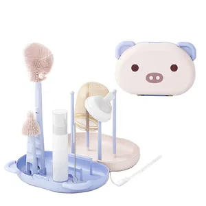 Zenidoo Silicone Baby <b>Bottle</b> <b>Brush</b> Set Soft Bristles Eco-Friendly Multi-Functional Portable Storage Box Animal Design Cleaning - Product Image 6