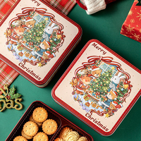 Emballage de bonbons de Noël, boîte en étain carrée pour biscuits, bonbons, pâtisseries, cadeaux, souvenirs, boîte en étain vide, vente en gros