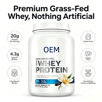Protein Isolat Whey dari Sapi Ternak Bebas Rumput - Rasa Vanilla Deluxe untuk Dewasa, 20g Protein, Formula Bersih untuk Pertumbuhan Otot