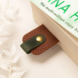 In stock PU leather <b>bookmarks</b>, multi-color stitched leather book clips, page dividers, and notebook clips with laser-engraved - Product Image 3