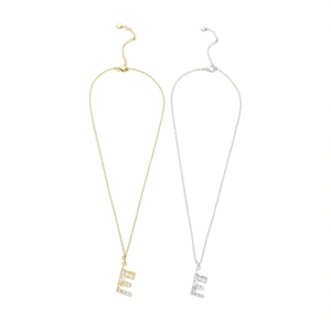 Collier pendentif lettre E en diamant, chaîne en acier inoxydable 6 mm, style collier, bijoux tendance - Product Image 2