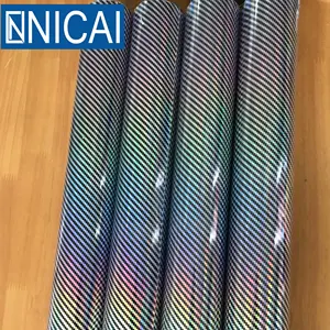 NICAI Factory Phone Wraps Radium 2D Laser Silber Kohle faser Regenbogen Auto Aufkleber Vinyl folie für Auto Motorrad Wrap 1.52*18M