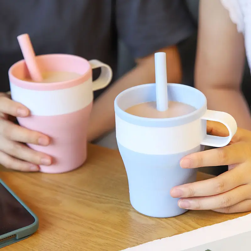 Tasse à Café Pliable Intelligente en Silicone Écologique, Ensemble de Tazas avec Logo Personnalisé, Tasse de Voyage Réutilisable