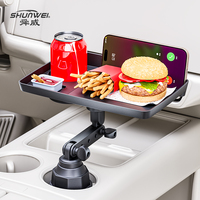 Support de tasse de voiture réglable avec plateau rotatif à 360° pour aliments et collations, avec emplacement pour téléphone, organisateur de voiture en ABS SHUNWEI