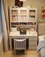 Bureau en bois massif avec bibliothèque et étagère intégrées, ensemble de table d'étude pour enfants, bureau d'écriture pour étudiants pour chambre à coucher et usage domestique