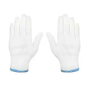 중국 도매 400-900g/12 두꺼운 흰색 면사 니트 장갑 천연 노동 손 보호 안전 작업 장갑