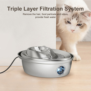 Automatische waterdispenser voor huisdieren van roestvrij staal, capaciteit 2 liter, oplaadbaar, meerlaagse filtratie, waterstandvenster, eenvoudige bewaking - Product Image 5