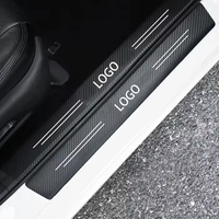 4 autocollants de logo UV pour voiture, protection de seuil de porte en vinyle, plaque de protection contre les rayures, bande de seuil de porte en fibre de carbone