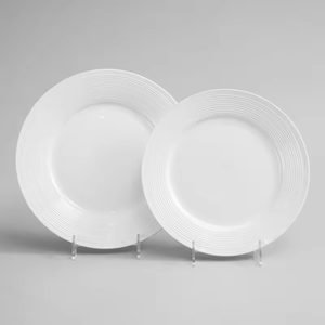 Assiettes rondes en porcelaine blanche de différentes tailles, ensemble de plats en céramique et d'assiettes à dîner pour hôtel restaurant en vrac - Product Image 2