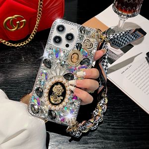 Custodia per <span class=keywords><strong>iPhone</strong></span> 17/15 Pro con design Crystal Queen, per <span class=keywords><strong>iPhone</strong></span> 16, con cinturino in seta e diamanti abbondanti <span class=keywords><strong>14</strong></span> - Product Image 4