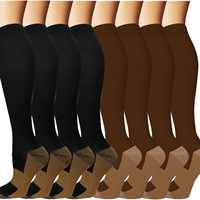 6 paires de chaussettes de compression en polyester tricoté pour jeunes hommes et femmes, 15-20 mmHg, pour la course à pied, le cyclisme et les voyages