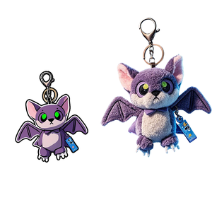 Jouets en peluche personnalisés, porte-clés en peluche de <span class=keywords><strong>chauve</strong></span>-<span class=keywords><strong>souris</strong></span> de <span class=keywords><strong>dessin</strong></span> animé sur mesure, transformez votre <span class=keywords><strong>dessin</strong></span> de <span class=keywords><strong>chauve</strong></span>-<span class=keywords><strong>souris</strong></span> violette en véritable jouet en peluche parfait - Product Image 1