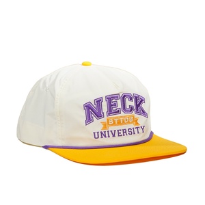 Custom <b>White</b> Yellow Unstructured <b>Flat</b> Embroidery logo <b>Caps</b> 5 Panel Nylon Snapback Hats - Product Image 4