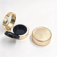 Kotak Kompak Isi Ulang Kosong untuk Air Cushion, Wadah Foundation Bulat Mewah Warna Emas dengan Cermin, Kemasan Makeup Label Pribadi OEM