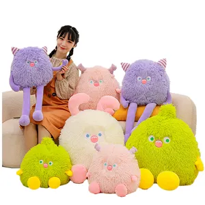 Doldurulmuş hayvan oyuncaklar canavar sarılma peluş oyuncaklar mevcut sevimli şeytan oyuncak uzun kürk malzeme çocuğun Plushie doğum günü domuz