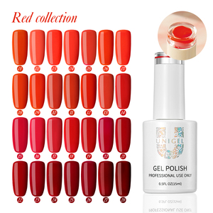 Conjunto de esmalte de <span class=keywords><strong>uñas</strong></span> de gel UV rojo sin HEMA de 48 colores al por mayor, Etiqueta Privada para suministros de salón de <span class=keywords><strong>uñas</strong></span> para la colección Unigel - Product Image 1