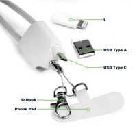 Cordón para Teléfono con Diseño Moderno 2026, 4 en 1, Cable de Carga Rápida de 60W y 125cm de Largo con Gancho para Tarjeta de Identificación y Funda de Teléfono