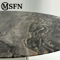 Table à manger ronde moderne en marbre avec piétement sculptural en fibre de verre pour la maison, l'hôtel, la villa, le restaurant
