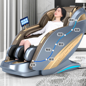 Massage Chair Full Body SL Guide Rail 4D Robotic Arm <b>Zero</b> Gravity Home Use Blue Black Color 31-60 Airbags Plug In - Product Image 4