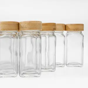 Mini Kleine Huishoudelijke Kruiden Jar Keuken Koelkast Opslag Flessen Glas Spice Potten Met Bamboe Deksel