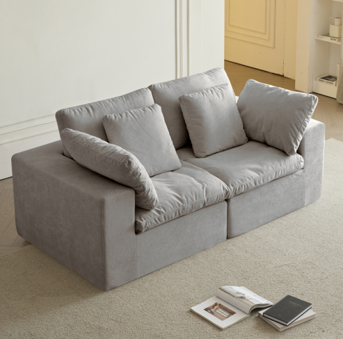 Light Gray + Fabric + 2 Seat + Foam