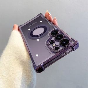 Funda magnética para teléfono <span class=keywords><strong>Samsung</strong></span> S25Ultra, A55 con airbag, electrochapada, transparente, S24+ con lupa, S23, funda protectora - Product Image 4