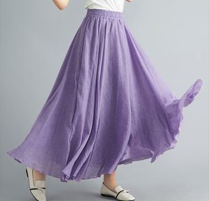 Promotion Exceptionnelle <span class=keywords><strong>Jupe</strong></span> Longue en Coton Nouvelle Mode pour Femme, Couleur Unie, Taille Élastique, Grand Balancement, <span class=keywords><strong>Jupe</strong></span> Douce pour Femme - Product Image 4