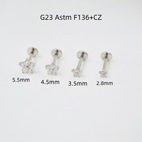 Gaby G23 Titane ASTM F136 Bijoux de piercing Fleur en zircon pour lèvre, anneau de lèvre, hélix d'oreille, clou d'oreille, cadeau d'anniversaire pour femme