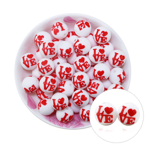 Cadeaux Saint-Valentin 2024 : Nouvelles perles de silicone imprimées en forme de cœur de 15 mm, perles de dentition colorées pour la fabrication de stylos perlés DIY et de bijoux - Product Image 6