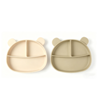 Assiette à ventouse pour bébé, design moderne, écologique, en silicone de qualité alimentaire, motif de dessin animé, pour la maison, assiette divisée pour le sevrage des tout-petits, ODM/OEM