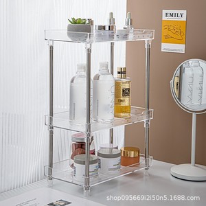 Estante de almacenamiento acrílico de 3 niveles, organizador de cosméticos de escritorio para artículos de baño, estante de exhibición de maquillaje - Product Image 5