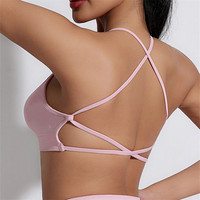 Soutien-gorge de sport à maintien élevé, respirant, extensible dans les quatre sens, avec logo personnalisé sur le devant, bretelles croisées, pour la salle de sport, le fitness, le yoga