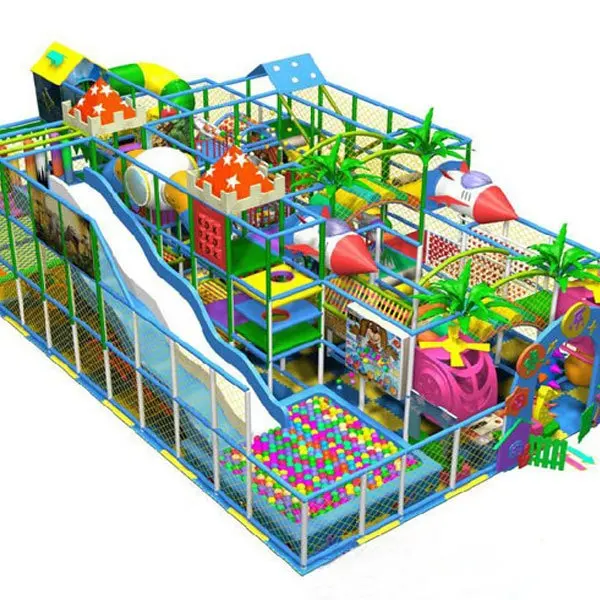 kids game center indoor playground soft play with big slide and ball pool