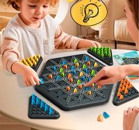 2024 Sheins Vente en Gros Jeu de Société Éducatif de Chaîne Géométrique, Échecs Puzzle, Échecs Triangle, Jeu Familial avec Élastique pour Enfants