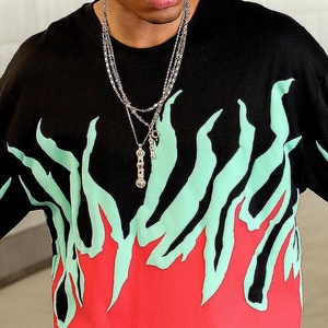 T-shirt Homme Y2K Style OEM en Coton 100% avec Mousse 3D, Manches 7/8, Col Rond, Design Streetwear Ample Noir, Imprimé 3D en Relief - Product Image 6